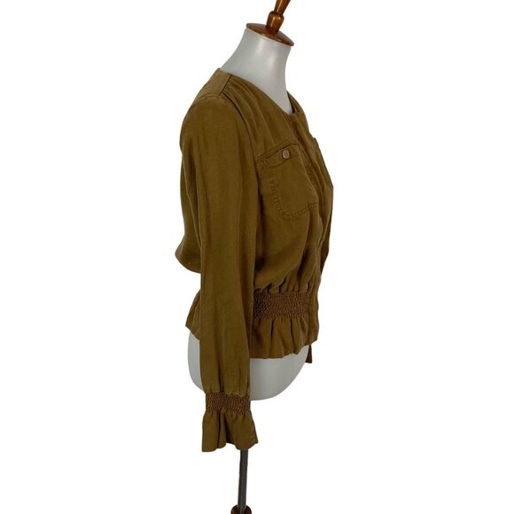 White House Black Market Jacket Small Brown Zip Up Fitted Casual - Picture 3 of 6